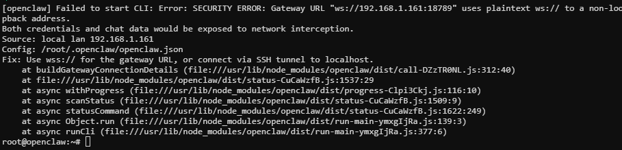 OpenClaw更新2026.2.19后使用ws连接WebUI警告